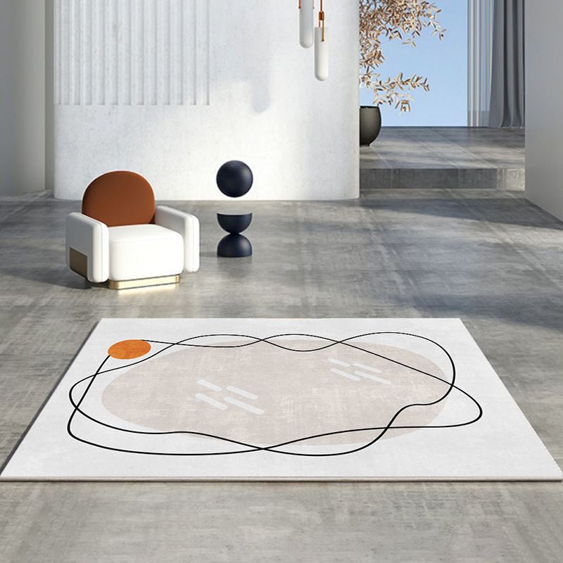 Modern Beige Rug Polyester Color Lump Rug Washable Rug for Living Room