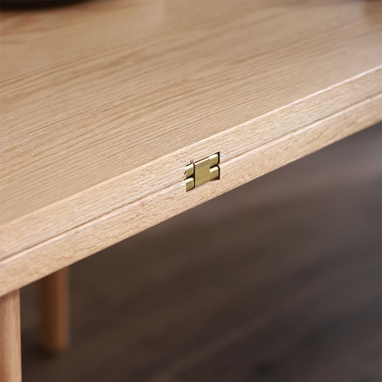 Mesa de comedor redonda extensible de roble, mesa cuadrada ajustable moderna de madera con 4 patas