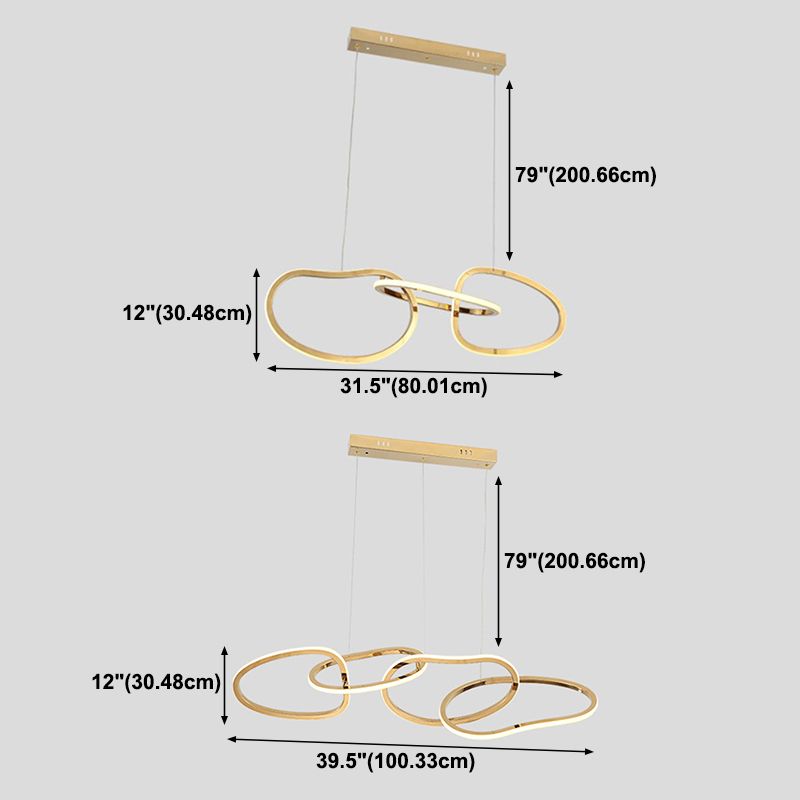 Luz colgante lineal de lámpara de metal posmoderna para comedor para comedor