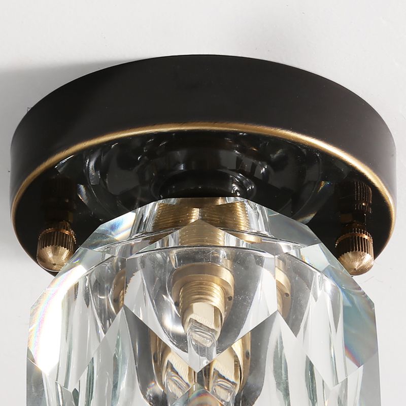 Black Ball Shaped Close to Ceiling Lighting Fixture Modern Crystal Ceiling Lighting