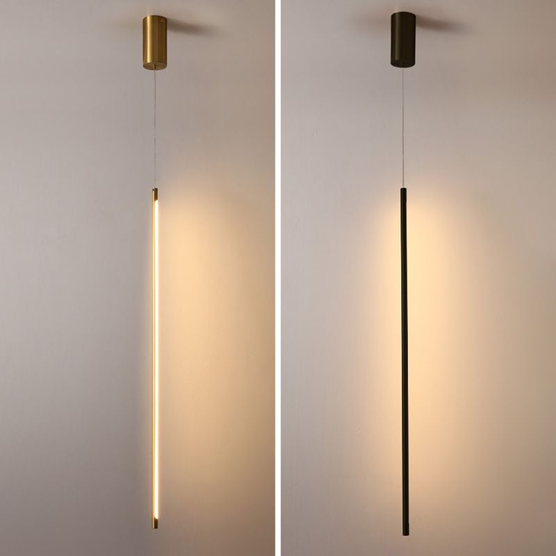 Modern Round Tube LED Pendant Light Long Line Lamps for Bedroom Dinning Room