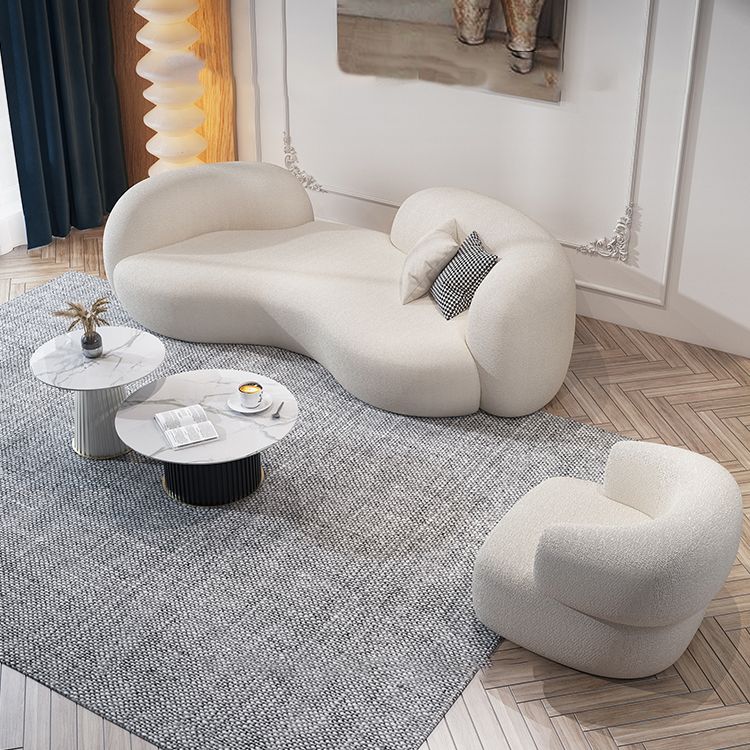 Beige Contemporary Standard Armless Sofa Curved Sofa for Living Room, Apartment