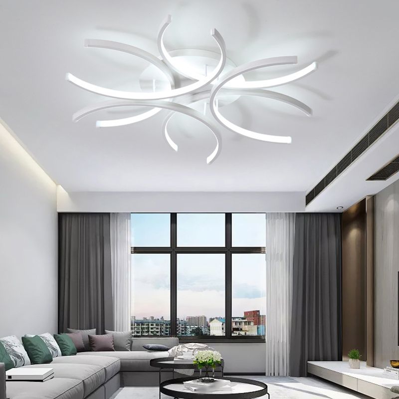 Metal Flower Flush Flush Light Modern Style Modern Style 6 Lights Fleus de montaje en blanco