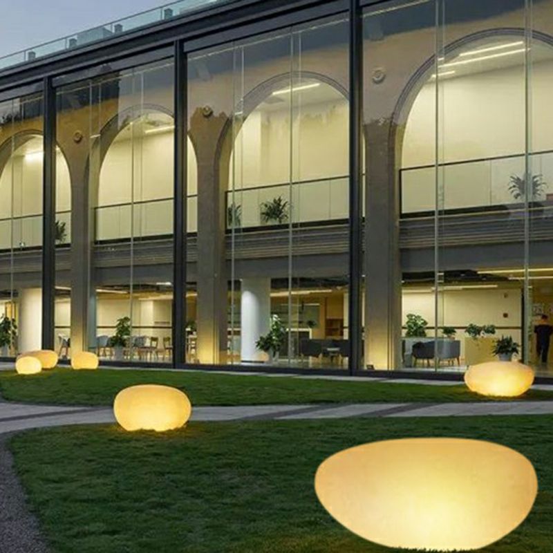 Stone Shaped Rechargeable Landscape Lamp Minimalist Plastic White LED Lawn Light for Yard