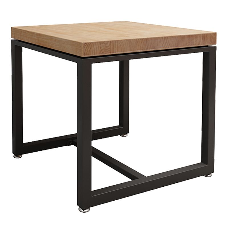 Solid Wood Dining Table Square Industrial Dining Table with Metal Base