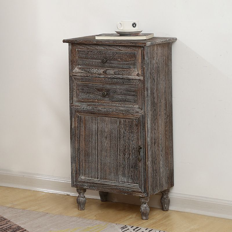 Industrial Turned Legs Accent Cabinet with Door and Drawers Storage Cabinet