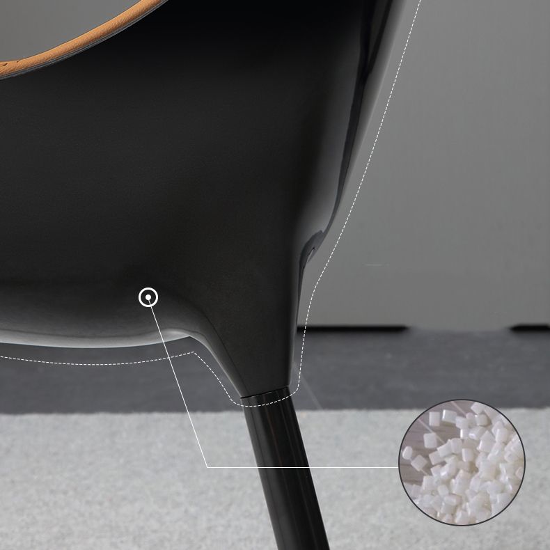 Contemporary Faux Leather Dining Chair Metal Dining Arm Chairs for Home Use