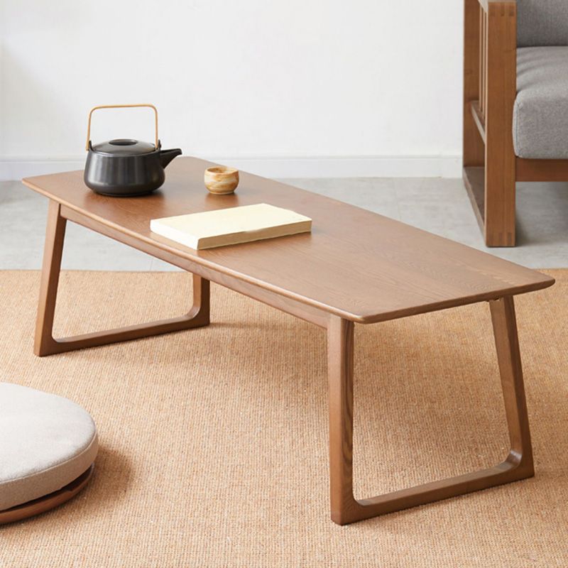 Sled Brown Solid Wood Rectangle Bedroom Modern 1 Coffee Table