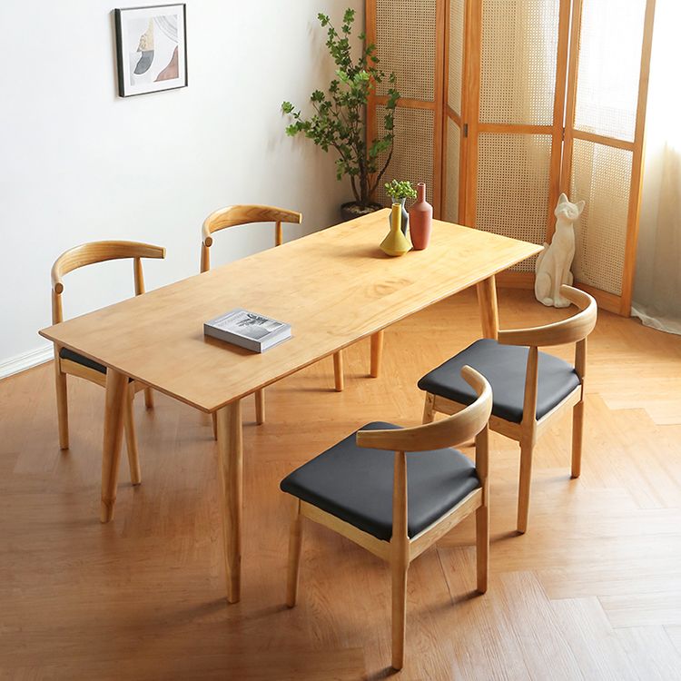 Solid Wood Dining Table Modern Brown Dining Table with 4 Legs