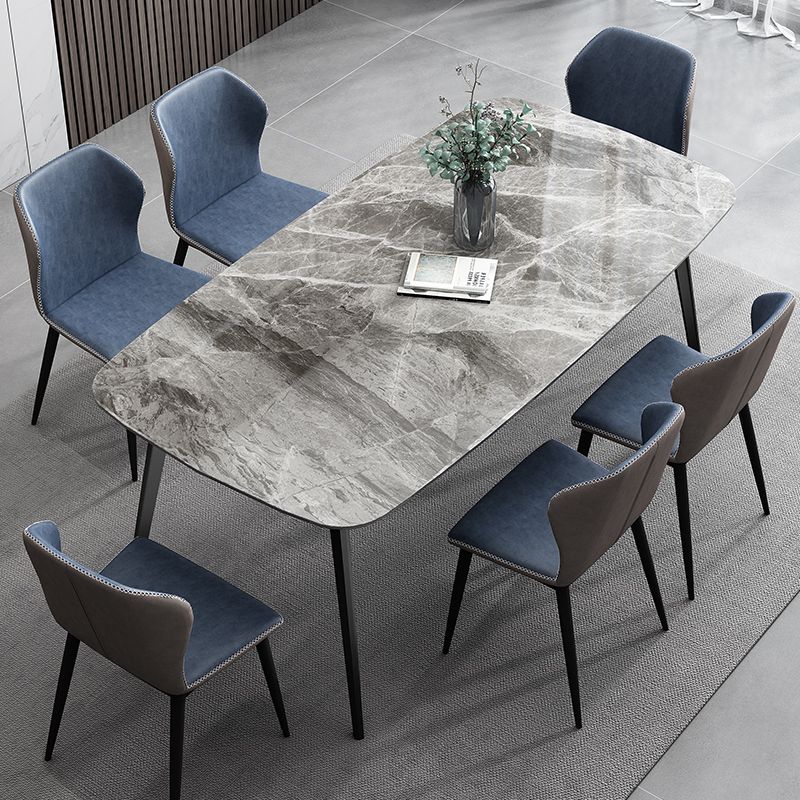 Simplicity Style Home Sintered Stone Dining Table Rectangle Shape Table with 4 Legs Base