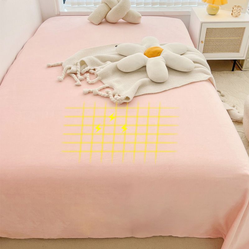 Sheet Sets Flannel Solid Color Wrinkle Resistant Super Soft Breathable Bed Sheet Set
