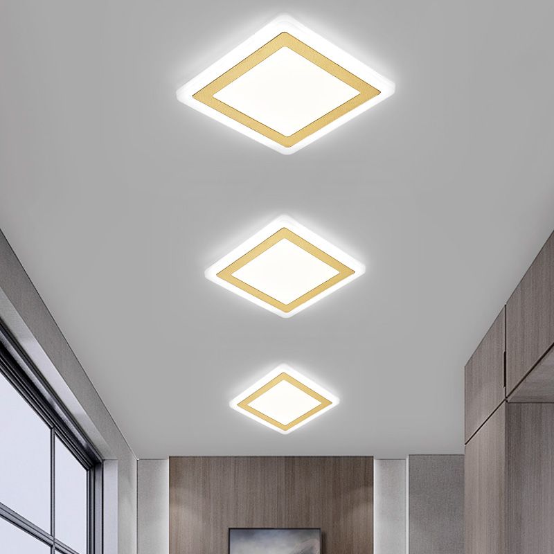 Square Shape LED Ceiling Lamp Modern Iron 1 Light Flush Mount for Aisle Balcony