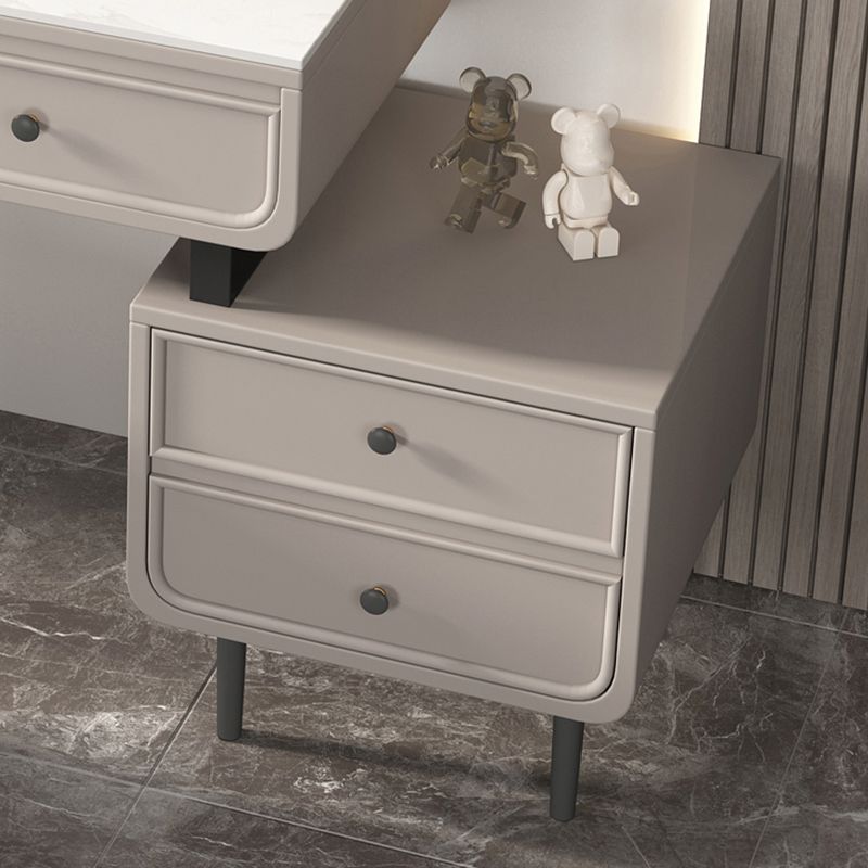 Glam Slate Top Vanity Dressing Table Solid Wood Vanity Desk with Drawers