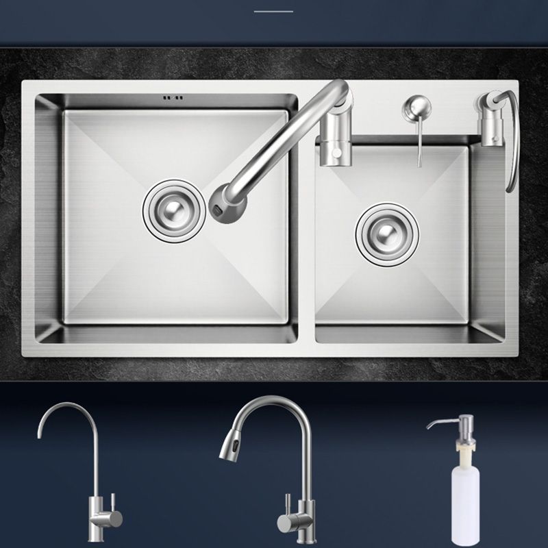 Modern Style Kitchen Sink Soundproof Detail Kitchen Double Sink with Basket Strainer