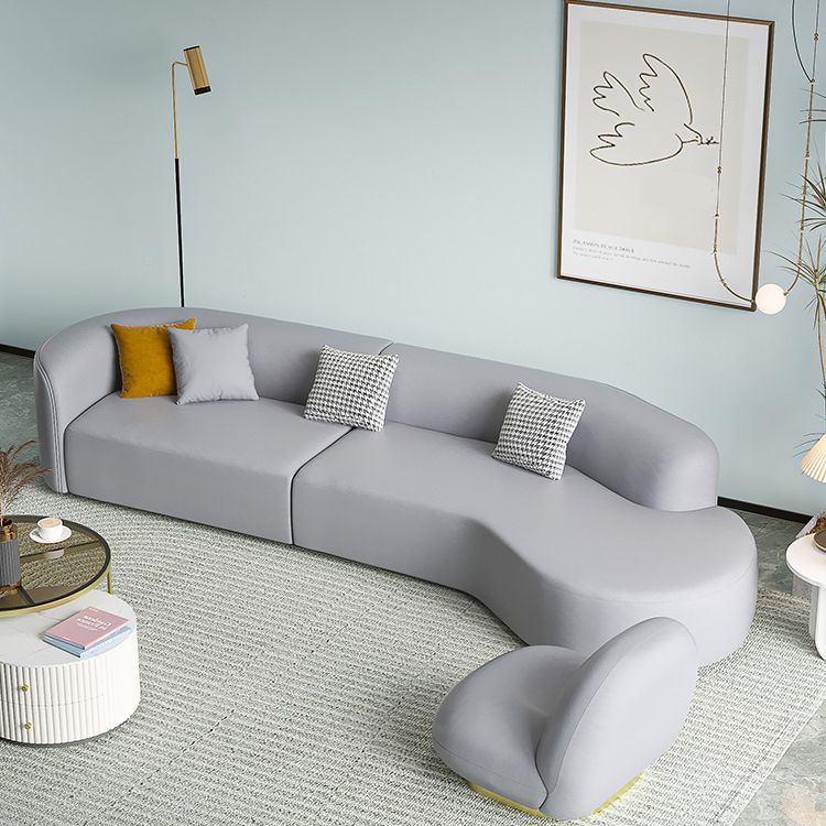 Contemporary Faux Leather Sectional Sofa with Tight Back in Solid Wood