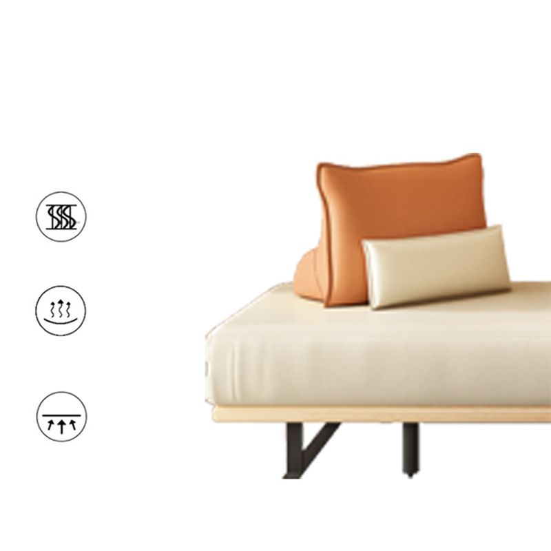 Modern Convertible Sofa Bed Armless Sofa with Pillows in Beige