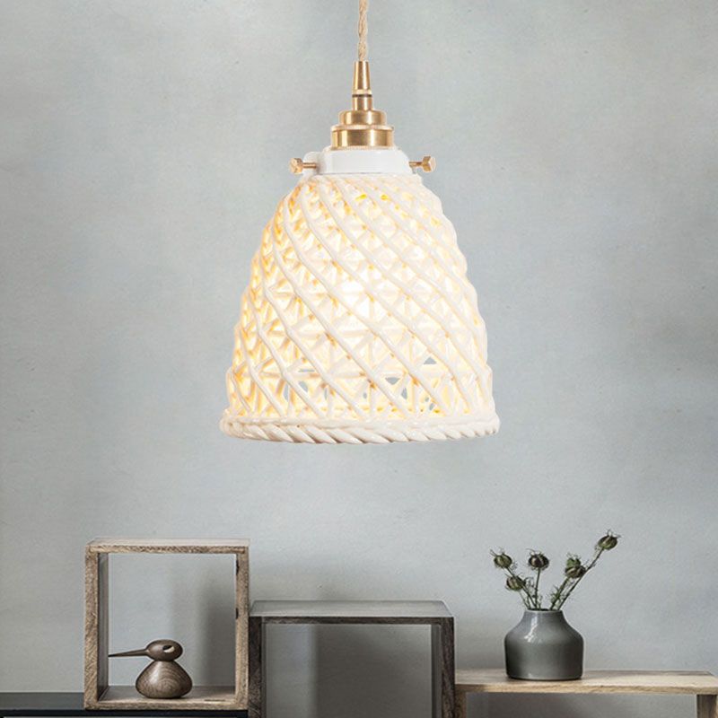 Contemporary Ceiling Pendant Light Dome Basket One Bulb Ceramics Hanging Light for Gallery