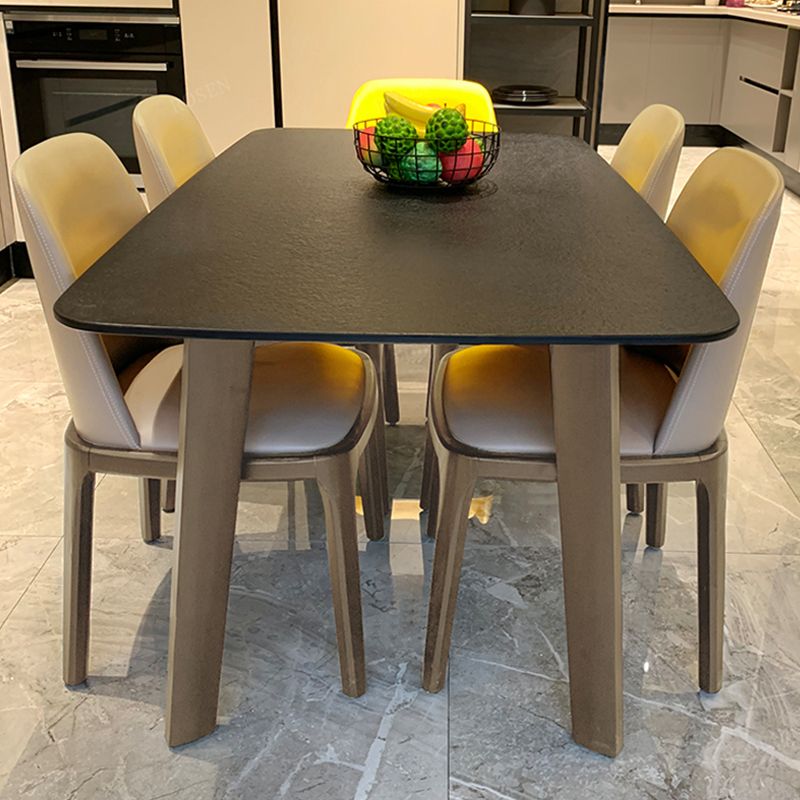 Modern Stone Rectangle Dining Table Solid Wood Table for Dining Room