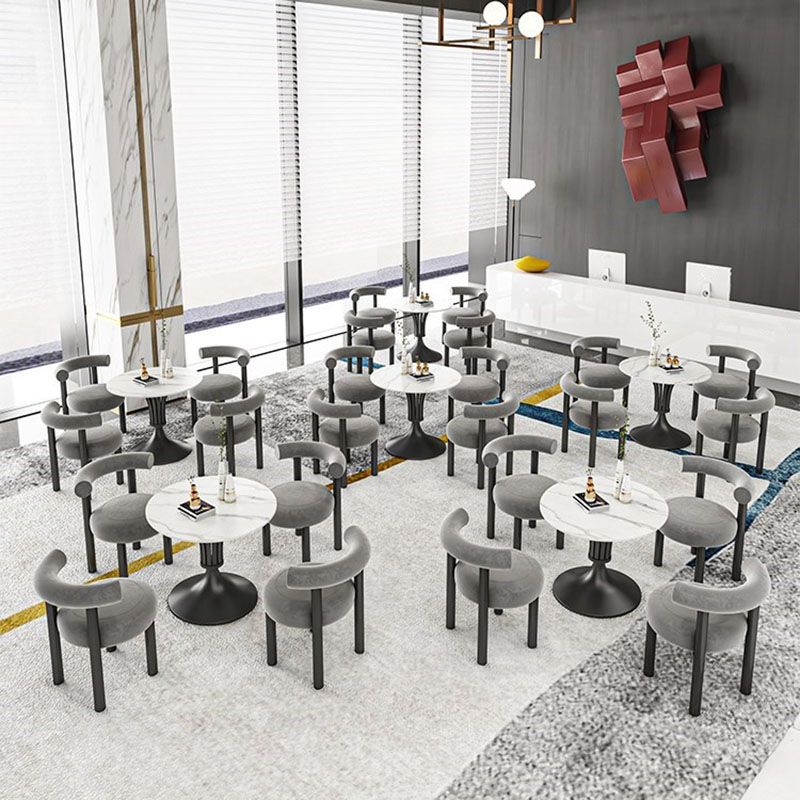 Modern Style Round Dining Table Sintered Stone Table with Pedestal Base