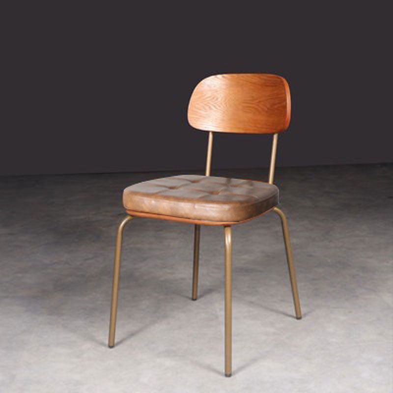 Chaise de salle à manger industrielle avec 4 pieds en métal, chaise latérale à dossier ouvert pour un usage domestique