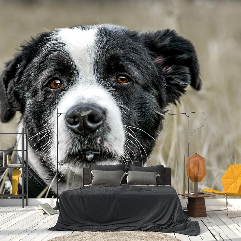 Lovely Dog Mural Wallpaper Stain Resistant Wall Covering for Sitting Room