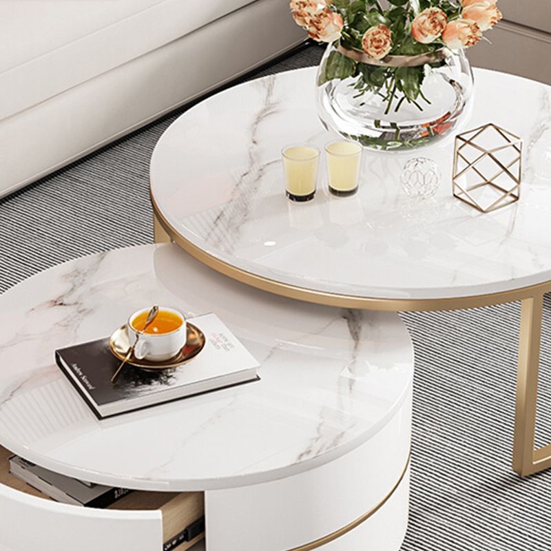Modern Coffee Table Frame 2 Piece Nesting Tables with Golden Legs