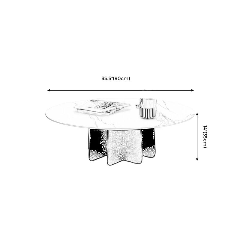 Modern Black and White Pedestal Coffee Table Round Slate and Metal Table