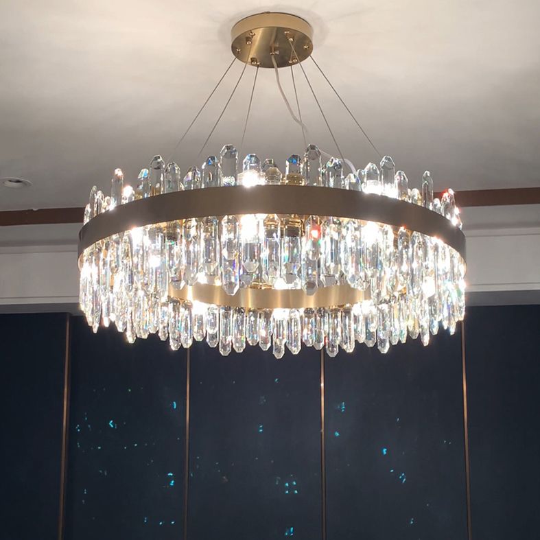 Minimalist Ceiling Pendant Light Ring Crystal Chandelier Lighting for Living Room