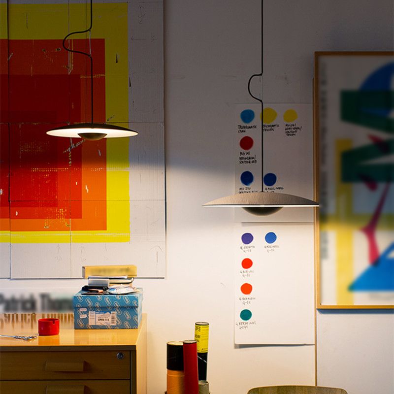 Minimalism Disk Hanging Light Kit Metal 1-Light Ceiling Light for Dining Room