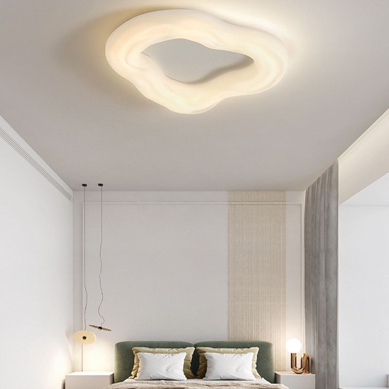 LED Cloud Shape Ceiling Flush Mount in Ivory White Contemporary Ceiling Flush
