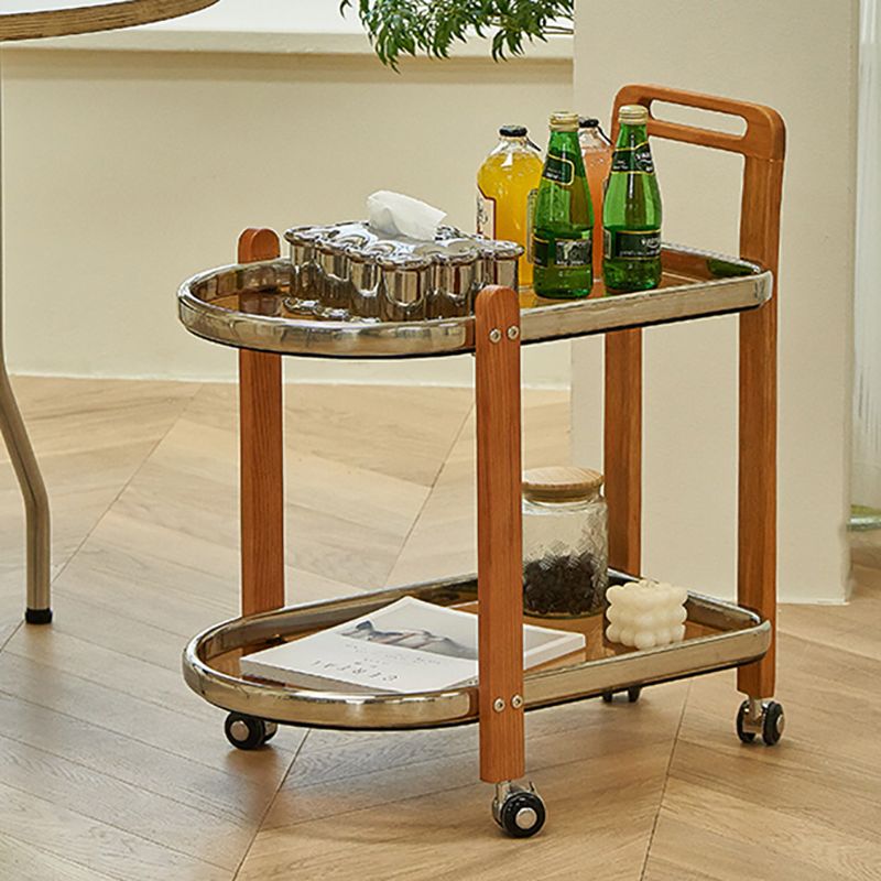 Contemporary Glass Top End Slide Table Geometric 4 Legs Side Table