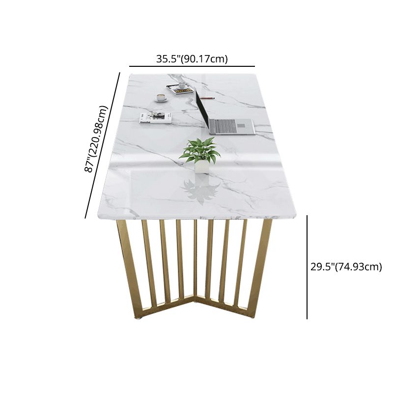 Modern Style Marble Table with White Table and Double Pedestal Base for Home Use