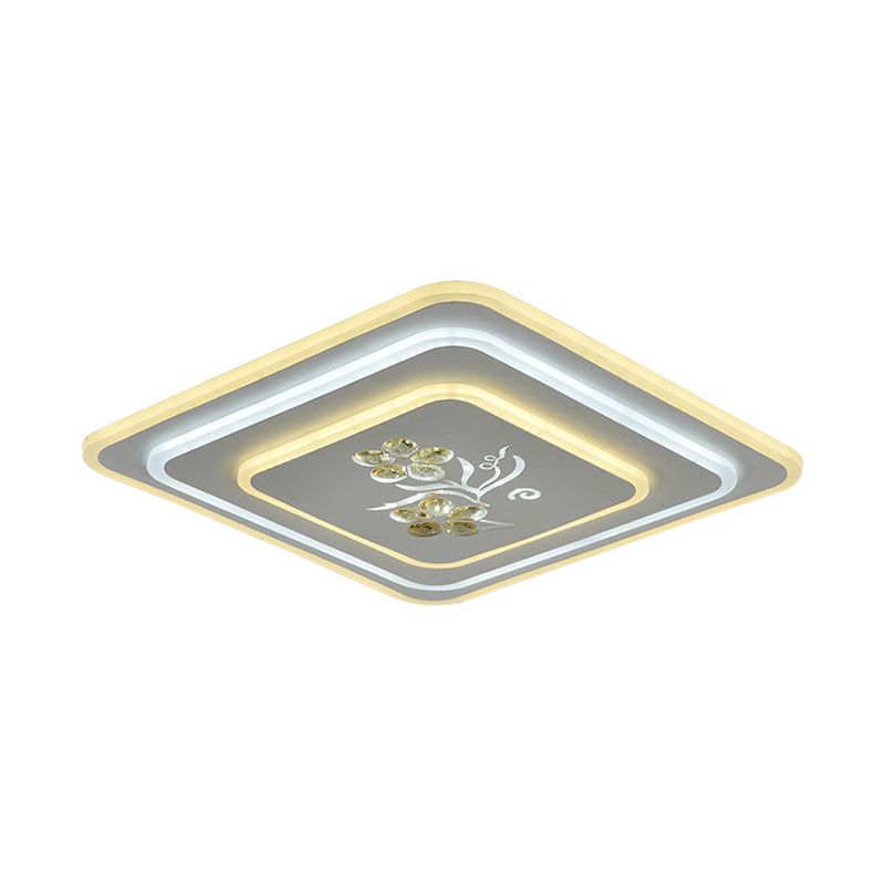 Runde/quadratische Kristall Deckenleuchte Zeitgenössische LED Parlour Flush Mount Beleuchtung in Weiß
