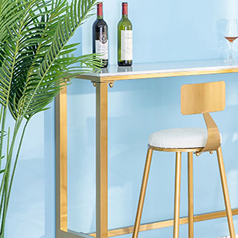 Glam Rectangle Pub Set 1/4/7 Pieces Faux Marble Bar Table with Upholstered Stools