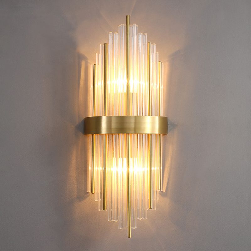 Post-Modern Wall Sconce Gold Wall Light Fixture with Crystal for Bedroom