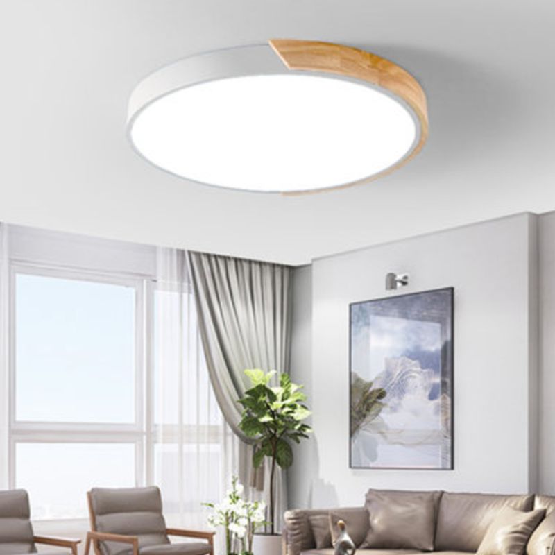 Round Shape LED Ceiling Lamp Macaroon Modern Style Iron 1 Light Flush Mount for Bedroom