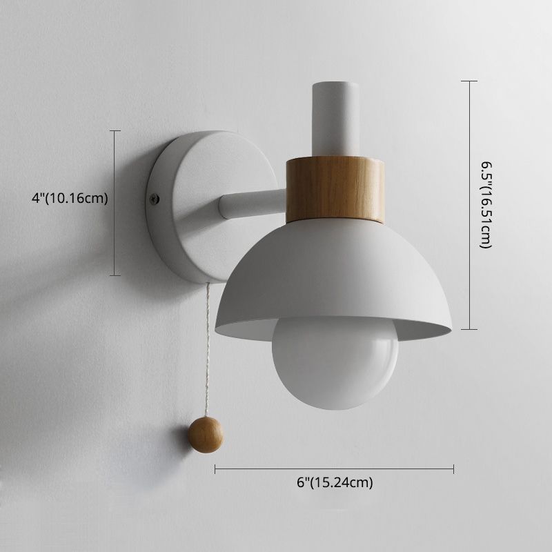 Moderna Macarons Nórdicos Macarons Swade Wall Malet Metal 1 Light Sponces en rosa y blanco