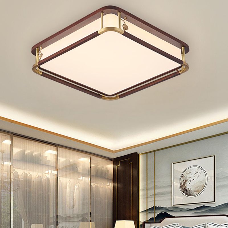 Modern Ceiling Light Wooden Flush Mount Light Fixture for Bedroom