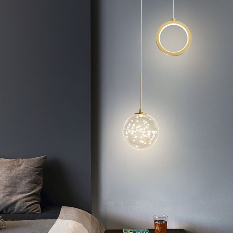 Ball Shape Glass Hanging Light Modern Style 2 lumières suspendues luminaire