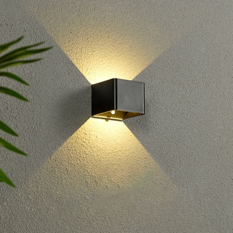 Modern Metal Wall Sconce Square Shape Wall Light with Plastic Shade for Courtyard