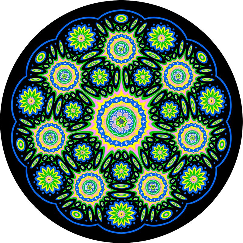 Pretty Mandala Patterned Rug Multi Color Moroccan Area Rug Polyester Pet Friendly Stain Resistant Anti-Slip Backing Rug for Tearoom