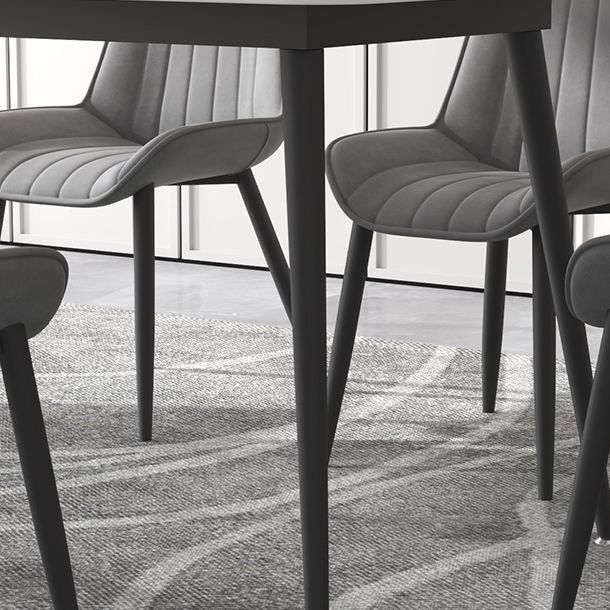 Contemporary Sintered Stone Top Stand Rectangular Dining Set White Standard Dining Set for Kitchen