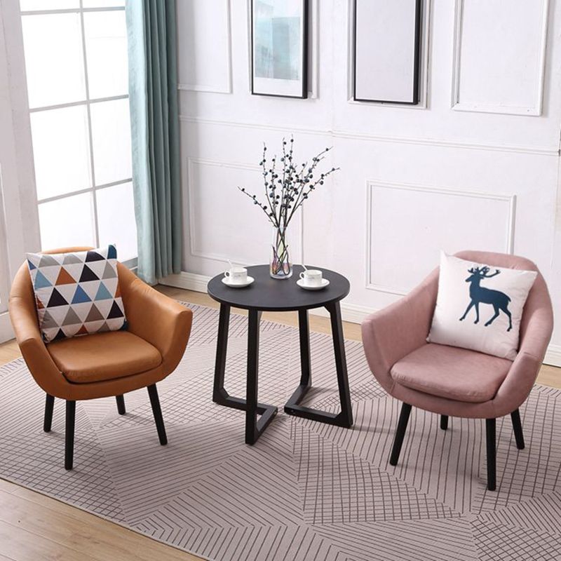 Modern Style Wood Armrest Cushion Back Strap Pillow Arm Chair