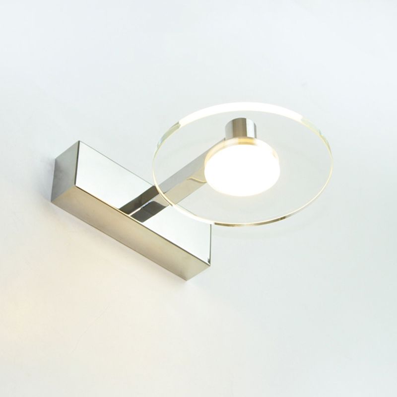 Translucent Crystal Vanity Light Sconce 1 Light Circle Vanity Vanity Lamp for Bathroom