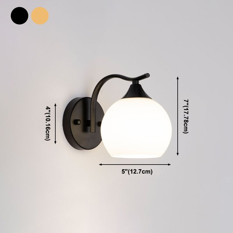Bedroom Nordic Simple Sconce Light Fixtures 1 Bulb Glass Sphere Wall Mounted Lighting