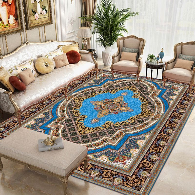 Brown Modern Area Carpet Traditioanl Pattern Polyester Rug Stain Resistant Area Rug for Home Decor