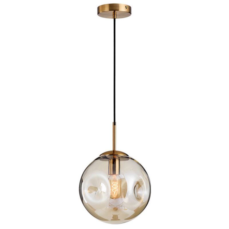 1 Light Spherical Pendant Light Modern Hand-Blown Glass Shade Hanging Lamp