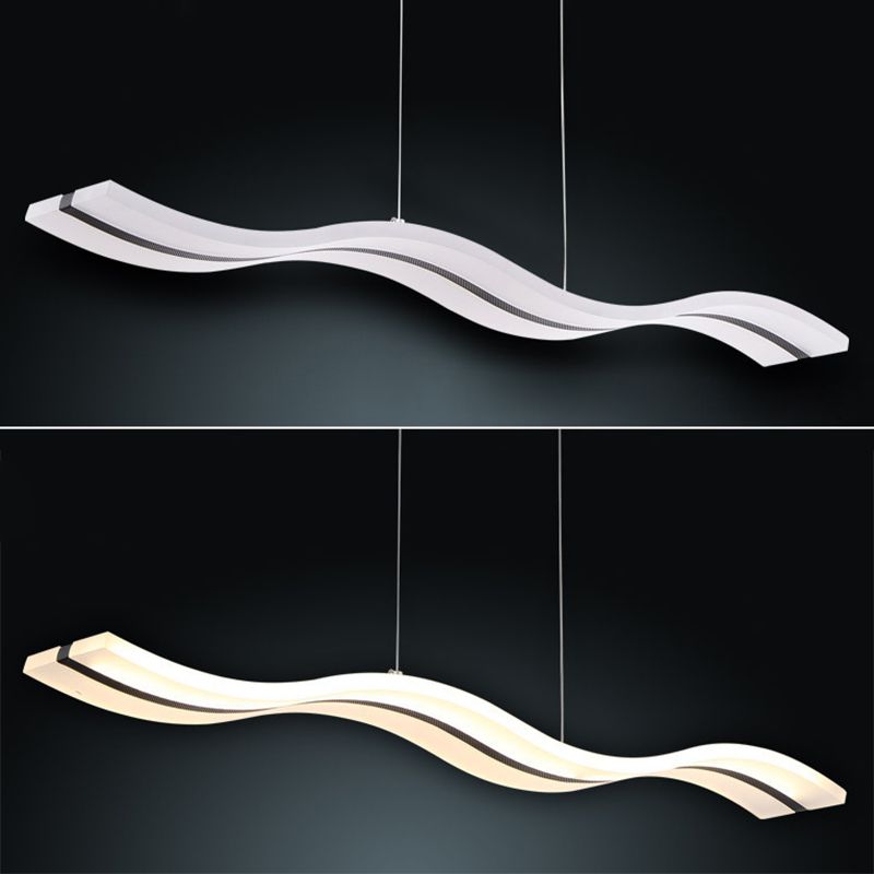 Modern Minimalist LED Island Pendant Lighting  White Long Acrylic Island Ceiling Light for Living Room