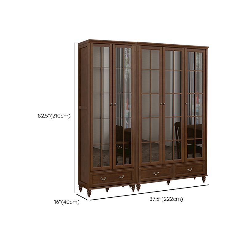 Mid-Century Modern Pine Storage Cabinet Solid Wood Brown Storage Cabinet with Drawer