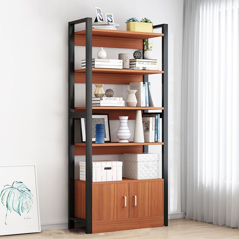 Industrial Etagere Bookshelf Steel Frame Manufactured Wood Shelf Bookshelf with Door